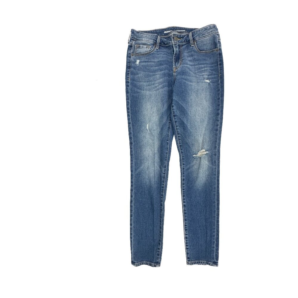 Old Navy Rockstar Mid Rise Distressed Skinny Women's size 6 Dark Blue Denim Jean